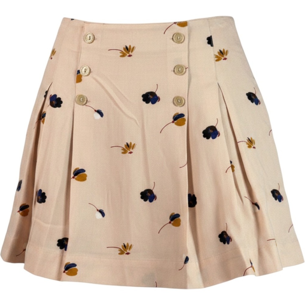 Free People Floral Pleated Mini Skort Blush Pink Button Front Boho Cottagecore